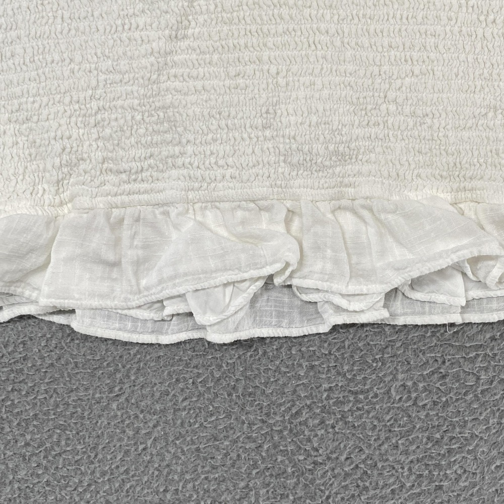 Abercrombie & Fitch Smocked Mini Skirt Womens M White Ruffle Hem Stretch Summer - Picture 4 of 14